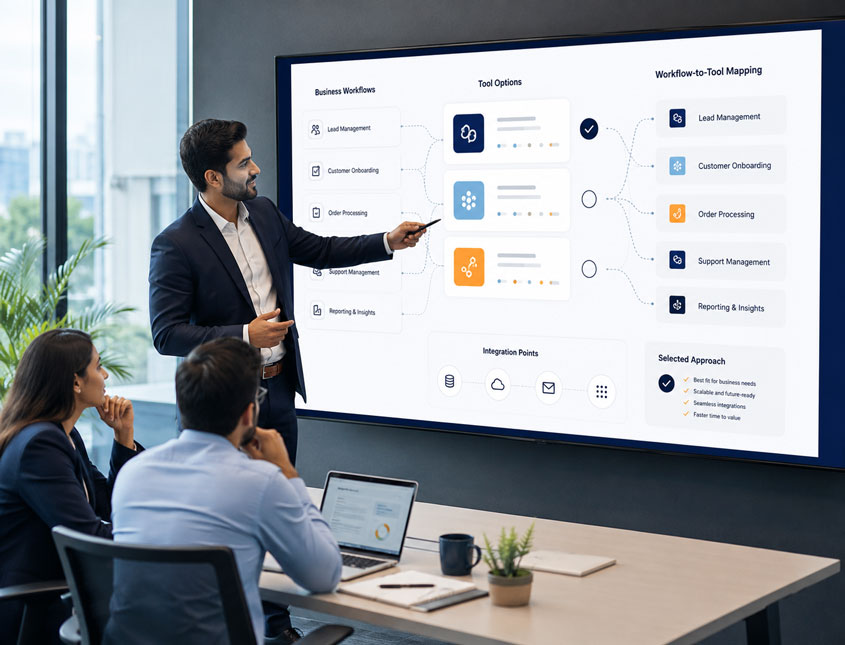 Graphic depicting the complexities of automation tools being simplified by Virtufy’s expertise in RPA and low-code platforms.