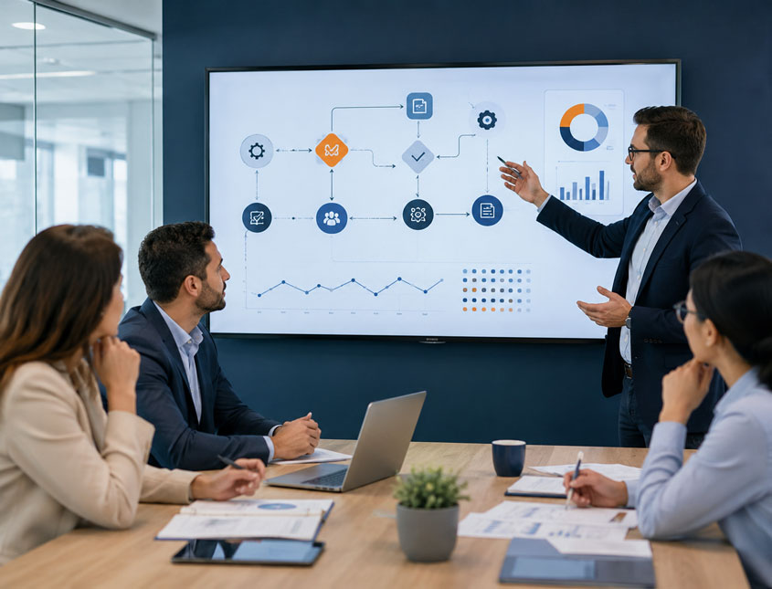 Business consulting services for AI integration automation planning workflow improvement and SME process visibility
